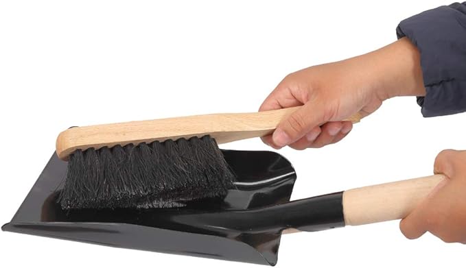 Coal Shovel and Hearth Brush Set Made of Natural Wood and Coco Bristles, Hearth Tidy Set, Fireplace Shovel and Brush, Fireplace Tool Set, Metal Brush Pan Set, Fireplace Tools, Firepit Tools