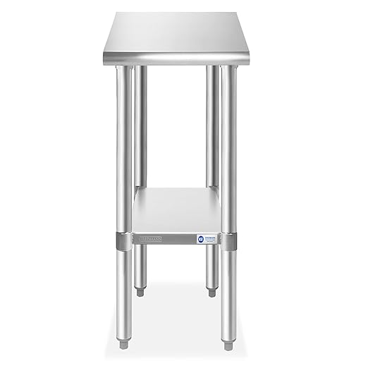 GRIDMANN Stainless Steel Work Table 12 x 30 Inches, NSF Commercial Kitchen Prep Table with Under Shelf for Restaurant and Home