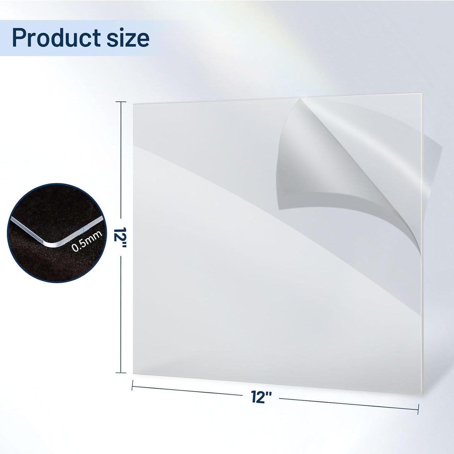 5 Pack 12”x12” x0.02” Clear PET/Plexiglass Sheet, Transparent Flexible Plastic Sheet 12x12, 0.02” Clear Plastic Sheet for Crafts, Picture Frames, Painting, Sign Blank (5, 12"x12"x0.02)