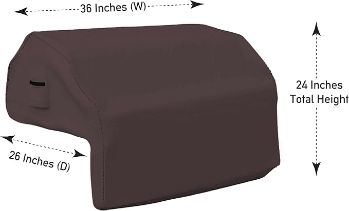Covers & all Built-in Outdoor Grill Cover, Durable Heavy Duty 18 Oz Waterproof Cover Tuff Material with Air Pocket & Elastic for Snug Fit (36" W x 26" D x 24" H inches, Coffee)