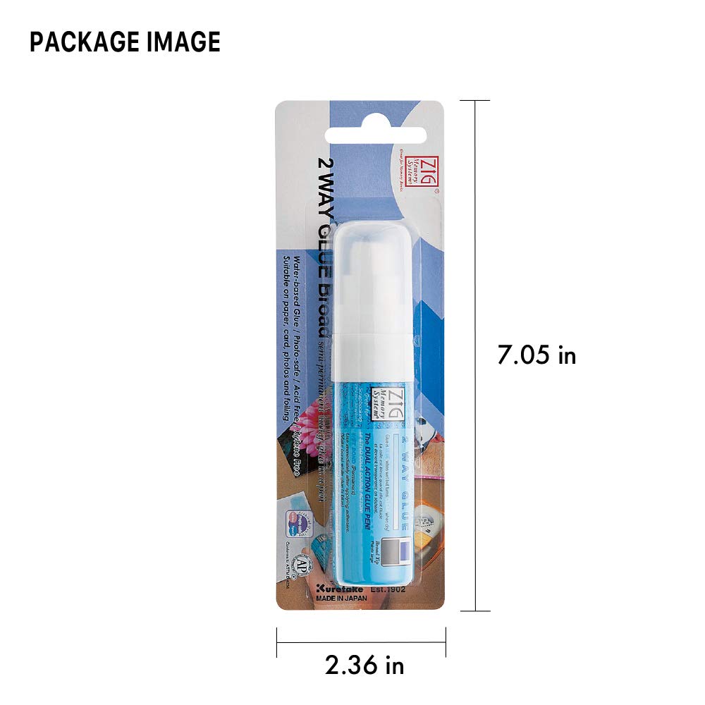 Zig Kuretake 2 Way Glue Stick Pen, Board Tip,15mm Tip, AP-Certified, Made in Japan