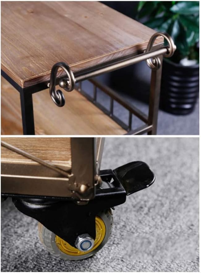 Bar Serving Cart for Hotel Business Restaurant Serving Cart Catering Storage Shelf with Wheels/Rolling Bar Serving Cart for Restaurant Catering Kitchen Storage Serving Utility Trolley