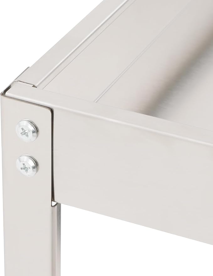 Stainless Steel Utility Cart, Heavy Duty 3-Tier Service Cart with 4 Wheels (2 Locking), 440 lbs Capacity Rolling Cart for Kitchen, Restaurant, Garage, Workshop, Silver