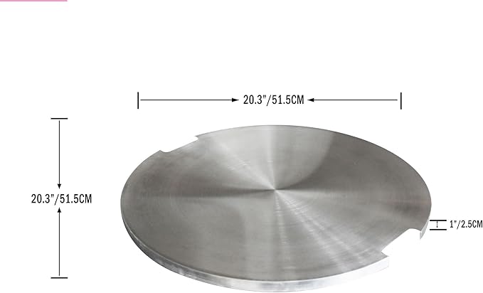All Fire Table Pit Wind Screens and Stainless Steel Buner Lid from ELEMENTI | ELEMENTI Plus and MODENO (Burner Lid, Round 20.3" SS Lid - 120DS)