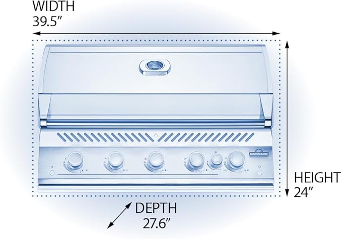 Napoleon Built-In 700 Series 38-inch Natural Gas Grill Head with Infrared Rear Burner - BIG38RBNSS-1-5 Main Burners, Infrared Rear Burner, Stainless Steel, Included Rotisserie Kit