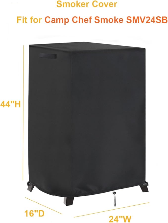 Smoker Cover Fit for Camp Chef Smoke Vault - Vertical, Outdoor Waterproof Grill BBQ Cover Vertical Smoker Covers,Black (16" D x 24" W x 44" H)