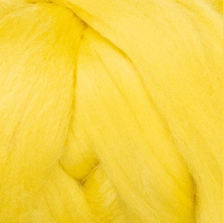 Kondoos Colored Natural Wool roving, 8 OZ. Best Wool for Needle Felting, Wet Felting, handcrafts and Spinning. (Lemon Yellow)