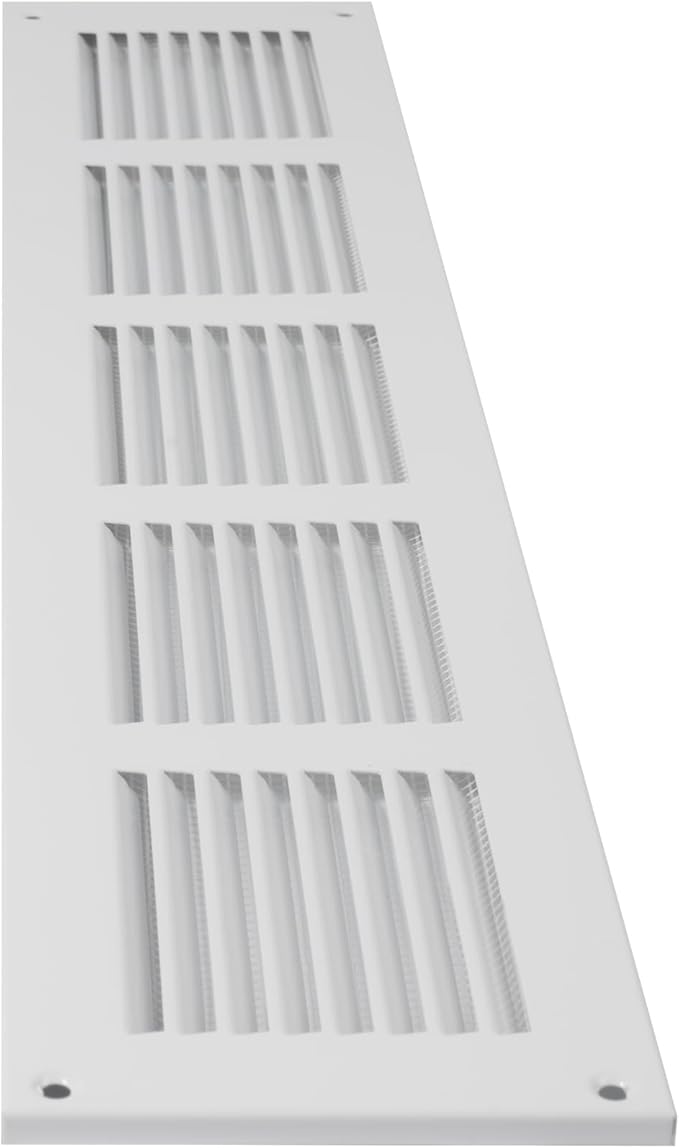 Repa Market Air Vent Cover 20x4 Inch (Outer Dimensions) White Galvanized Steel Louvered Grill Cover with Mesh Screen/Wall or Ceiling Vent/HVAC Register for Indoor and Outdoor Ventilation