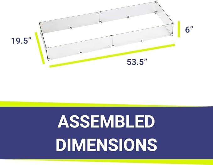 53.5" X 19.5" X 6” Rectangular Glass Flame Guard