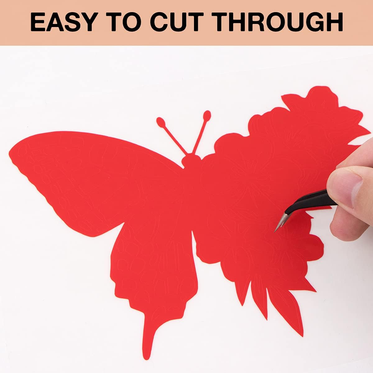 HTVRONT Red Permanent Vinyl, 12" x 40 FT Red Adhesive Vinyl Roll for All Cutting Machine, Silhouette, Cameo Cutters, Signs, Scrapbooking, Craft, Die Cutters (Glossy Red)