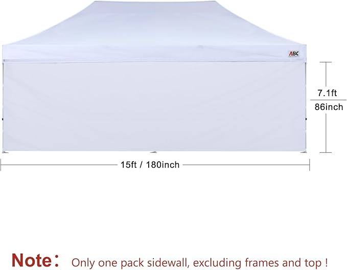 ABCCANOPY Instant Canopy SunWall 10x20 FT, 1 Pack Sidewall Only, No Frame or Top, White
