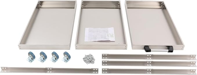 Stainless Steel Utility Cart, Heavy Duty 3-Tier Service Cart with 4 Wheels (2 Locking), 440 lbs Capacity Rolling Cart for Kitchen, Restaurant, Garage, Workshop, Silver