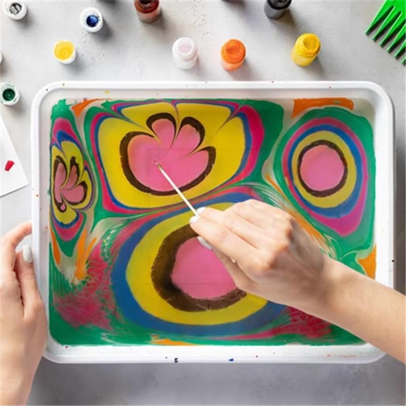 JAJADO 54 Pcs Water Marbling Paint Kit, Water Paint Marbling Ink & Turkish Marble Pattern Acrylic Pouring Floating Paint Art & Crafts Gifts for Christmas, Halloween, Birthday