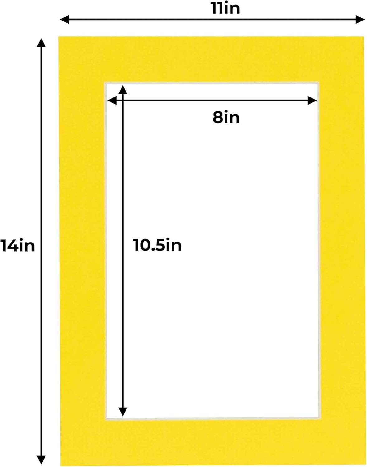 11x14 Mat for 8.5x11 Photo - Precut Yellow Picture Matboard for Frames 11 x 14 Inches - Bevel Cut Matte to Display Art 8.5 x 11 Inches - Acid Free Pack of 10 MATS with Backing Boards & Clear Bags
