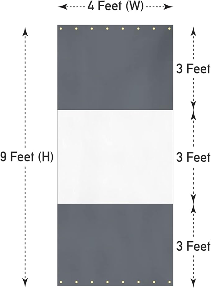 Covers & All Outdoor Clear Panel Curtain, 12 oz Vinyl Outdoor Curtains for Patio, Weather Resistant Waterproof Tarp with Brass Grommets for Pergola, Porch, Gazebos, Balcony (9'H x 4'W Feet, Gray)