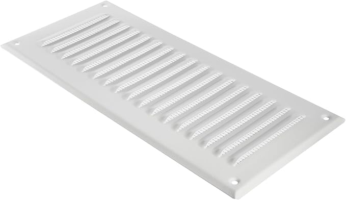 Square Ventilation Grille / 3" x 10" Inch Inside Measurement/White Metal Air Vent Louver - Inside/Outside use / 5" x 11.5" Inch Outer Measurement