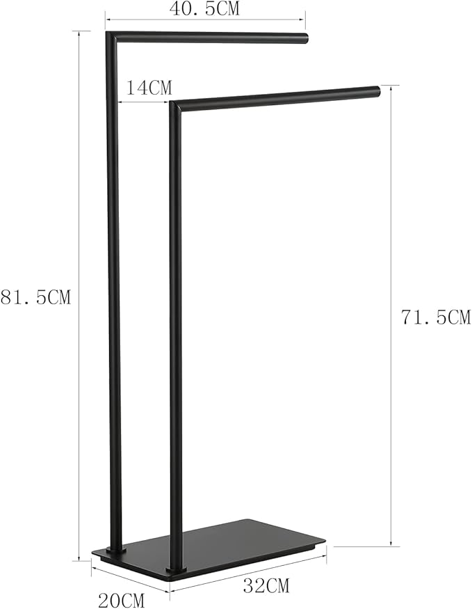 Stand Towel Rack for Bathroom Free Standing Double Towel Holders on Floor Bath Towel Holder Brass Matte Black