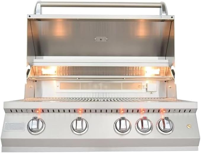 KoKoMo Grills 4 Burner Professional Built-In Gas Grill with Infrared Back Burner | 72000 BTUs Stainless Steel Natural Gas Grill for Outdoor Kitchen Cooking & Patio Backyard Barbecue | 32 Inch