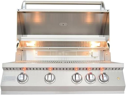 KoKoMo Grills 4 Burner Professional Built-In Gas Grill with Infrared Back Burner | 72000 BTUs Stainless Steel Natural Gas Grill for Outdoor Kitchen Cooking & Patio Backyard Barbecue | 32 Inch