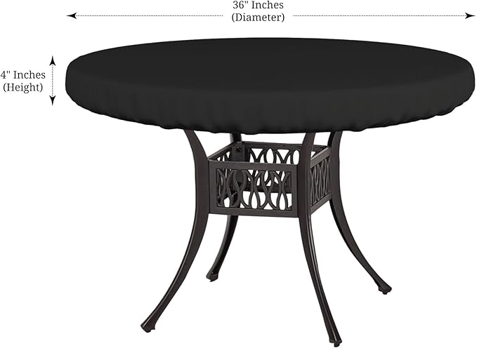 Covers & All Round Table Top Cover, 12 Oz Waterproof UV & Weather Resistant Patio Table Cover, Outdoor Table Cover for Patio Outdoor Furniture & Coffee Table (36" Dia x 4" H Inches, Black)