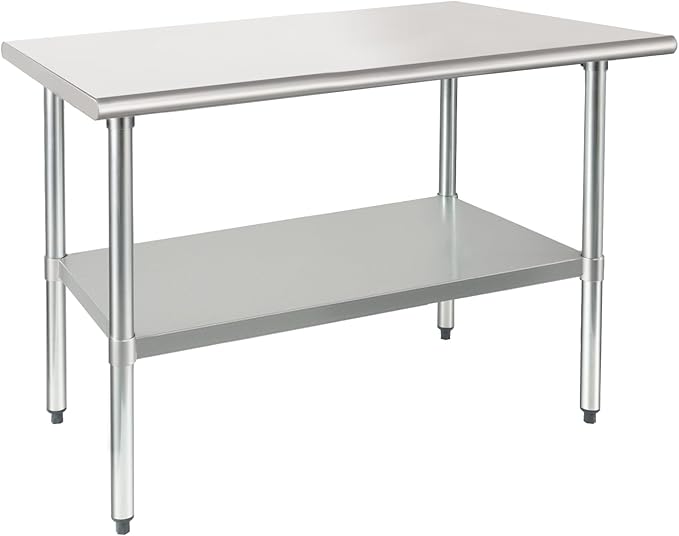 HARDURA Stainless Steel Table 30X36 Inches with Undershelf and Galvanized Legs NSF Heavy Duty Commercial Metel Table for Food Prep