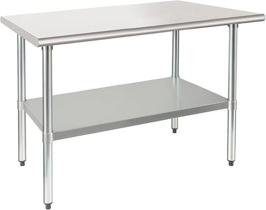 HARDURA Stainless Steel Table 30X36 Inches with Undershelf and Galvanized Legs NSF Heavy Duty Commercial Metel Table for Food Prep