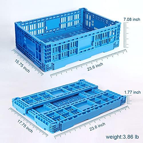Collapsible Storage Bin/Containe，43 Liter Transfer box,crate Transit storage of various items (23.6" L x 15.7" W x 7.1" H-two)