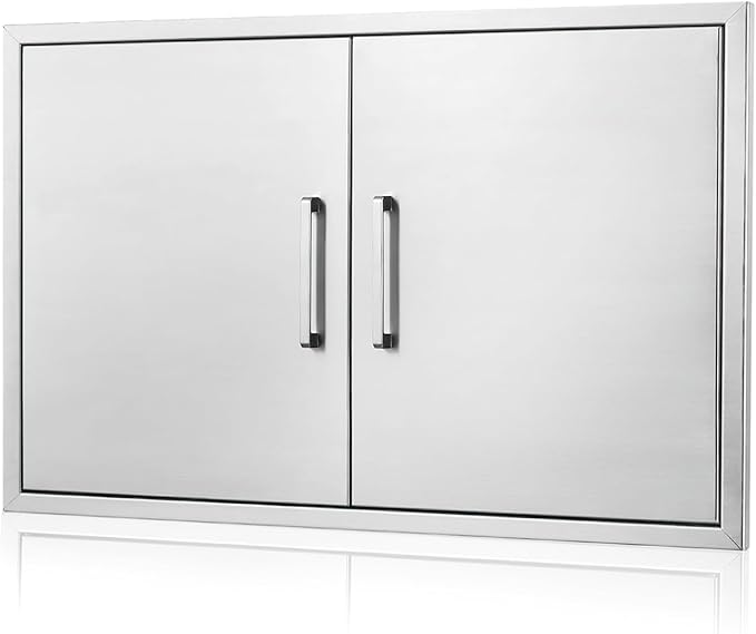 Outdoor Kitchen Door, 33" W21 H Outdoor Kitchen Access Door, Stainless Steel BBQ Double Door, Available for Outdoor Kitchen Island or Outdoor Kitchen