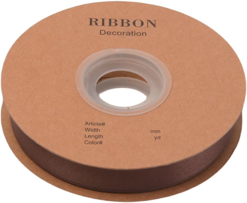 Double Side Satin Ribbon, Continuous 20 Yards,Use for Craft Bows Bouquet, Gift Wrapping, Wedding Decoration, Floral Arrangement (Coffee, 5/8 inch)