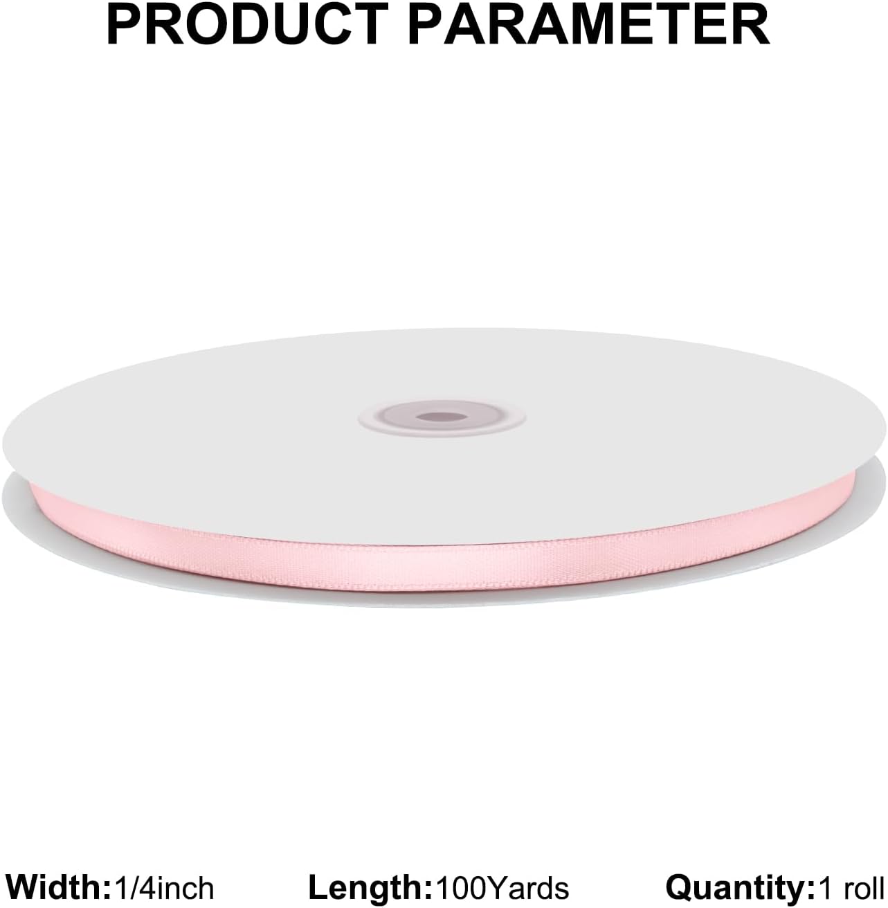 1/4" X 100 Yards Lt Pink Satin Thin Ribbon Solid Color Double Faced Ribbons Perfect for Crafts Wedding Decor Bow Making Arts Sewing and More