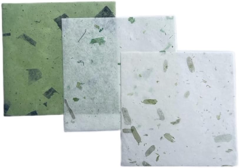 50 Sheets 6 x 6 Inches Natural Fiber Mulberry paper Sheets Square Origami Paper Arts Folding Craft, Decoration Paper, Square Folding Paper for DIY Crafts (Mixed Green Rice Straw etc.,,, 6 x 6)
