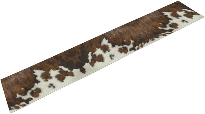 Cow Print Table Runner, Brown Cowhide Print Western Style Table Runner Country Farmhouse Cottage Cow Pattern Linen Table Decoration for Home Kitchen Dining 13x90