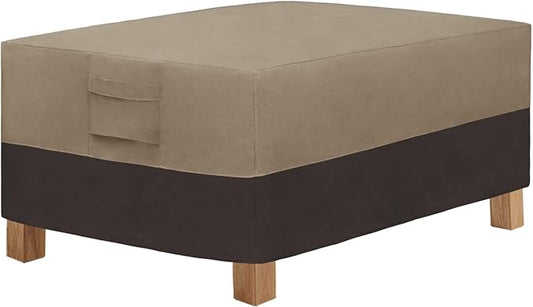 Easy-Going Patio Coffee Table Cover Small Outdoor Rectangular Table Cover, UV Resistant Waterproof Patio Furniture Ottoman Cover (36" Lx22 Wx16 H, Camel/Dark Brown)