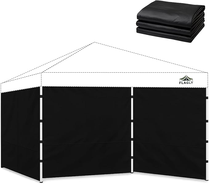 Instant Canopy Sidewalls for 12x12 Pop Up Canopy Tent, 300D Waterproof Material for Outdoor Events, Vendor Booths, and Privacy (Sidewalls Only, Canopy Not Included) (Black, 12x12ft-3pcs)