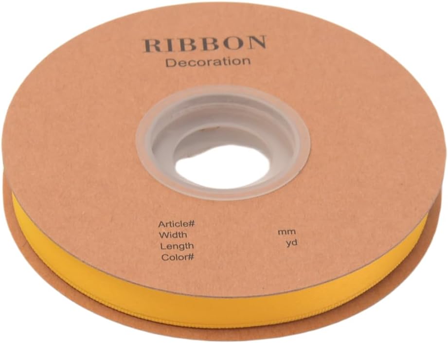 Double Side Satin Ribbon, Continuous 20 Yards,Use for Craft Bows Bouquet, Gift Wrapping, Wedding Decoration, Floral Arrangement (Yellow, 1/2 inch)