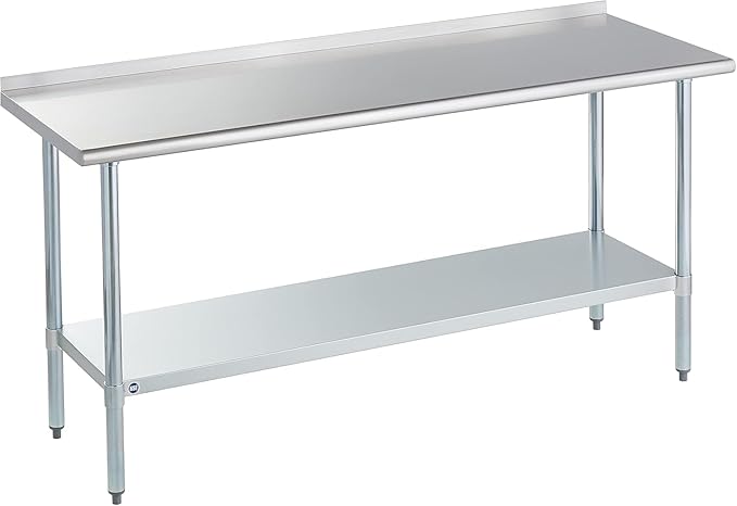Stainless Steel Table for Prep & Work with Backsplash 24x72 Inches