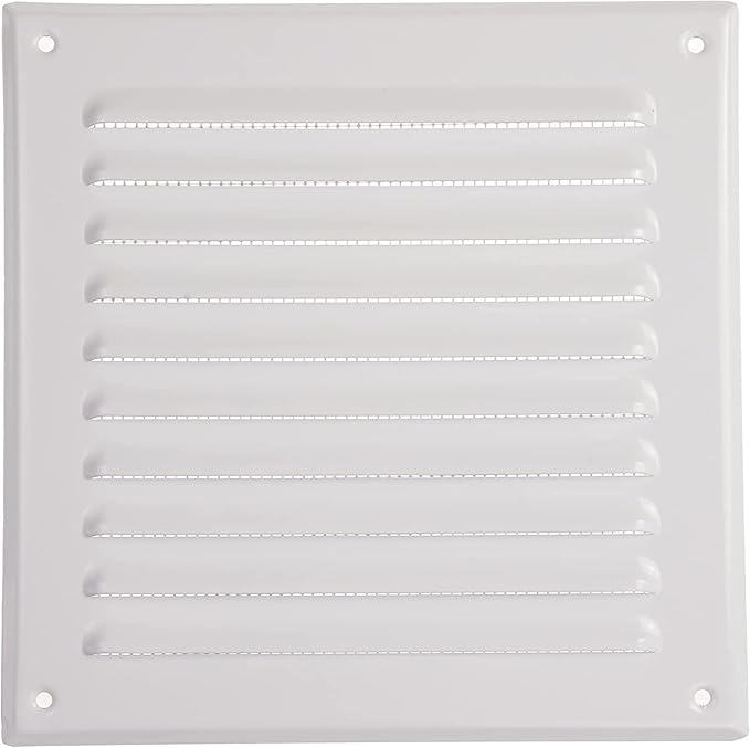 Vent Systems - 6 x 6 Inch (Inner) Pack of 10 White Metal Square Soffit Air Vent Grille Cover, Register Vent Deflector Louver Built-in Mesh HVAC for Bathroom Home Office Kitchen 8" x 8" (Outer)