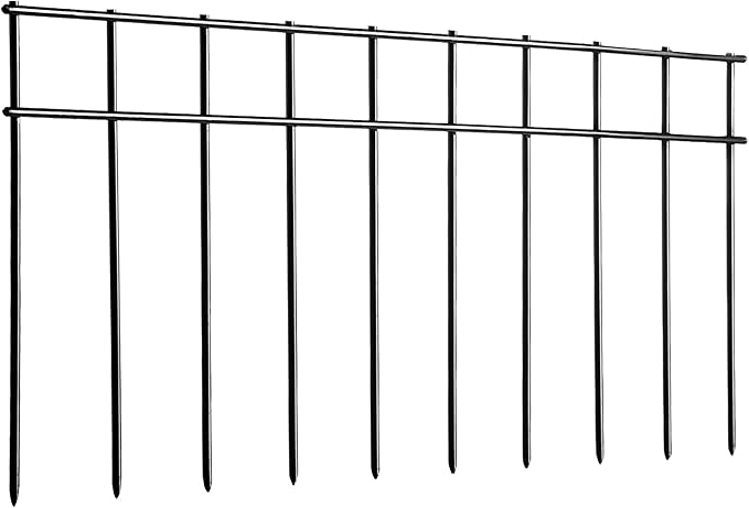 Adavin Animal Barrier Fence, 45 Pack 20 in(L) X10 in(H) No Dig Fencing for Dog Rabbits, Rustproof Metal Garden Border Fence, Ground Stakes Fences for Outdoor, Yard, Patio. Total 75 Ft, Black