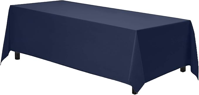 Gee Di Moda Rectangle Tablecloth - 70 x 120 Inch Navy Blue Table Cloth for 6 or 8 Foot Rectangle Tables - Heavy Duty Washable Fabric - for Holiday Party, Dinner, Weddings, Baby Shower & Events