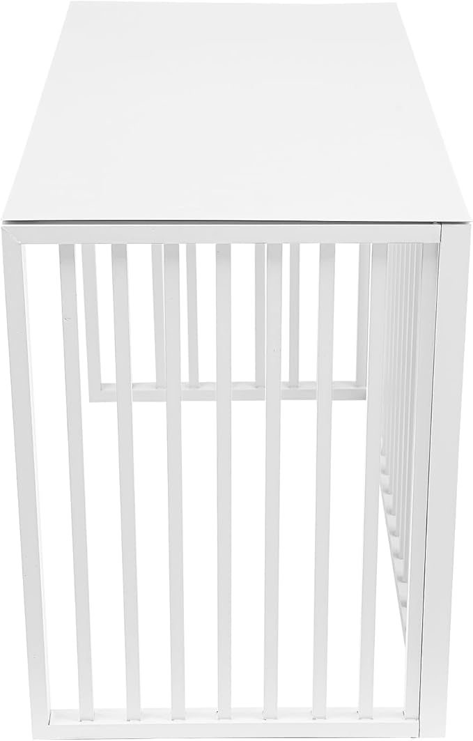 White Air Conditioner Fence with Top Cover, 4 Panels 43.3 "L x 23.6 "W x 31.5 "H Privacy Fence Panels for Outside, Freestanding Metal Trash Can Hider Outdoor, No-Dig Air Conditioner Sun Blocker Kit