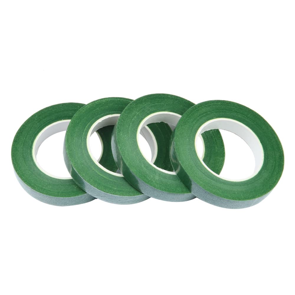 4 Rolls Floral Tape 1/2" Wide 30 Yards/Roll Floral Tapes for Bouquet Stem Wrap and Flowers Making Craft Projects (Green)