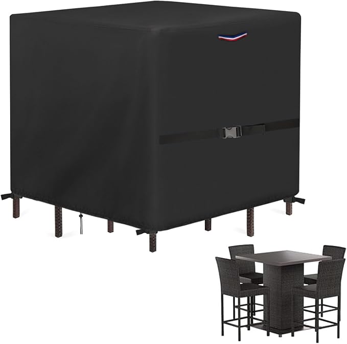 5 Pieces Patio Dining Set Covers, Waterproof Square Patio Table And Chairs Set Cover Heavy Duty 600D Outdoor Furniture Sets Cover - 66"L x 66"W x 35"H