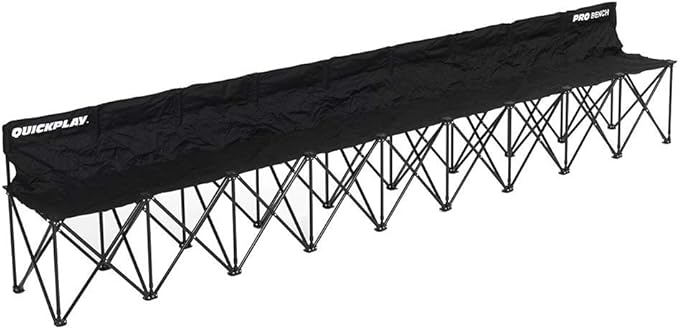 QUICKPLAY PRO Portable Folding Bench – Available in 4, 6, and 9 Seats & 6-Seat Shelter | Heavy-Duty, Fast Set-Up Seating for Sports, Camping, and Outdoor Activities