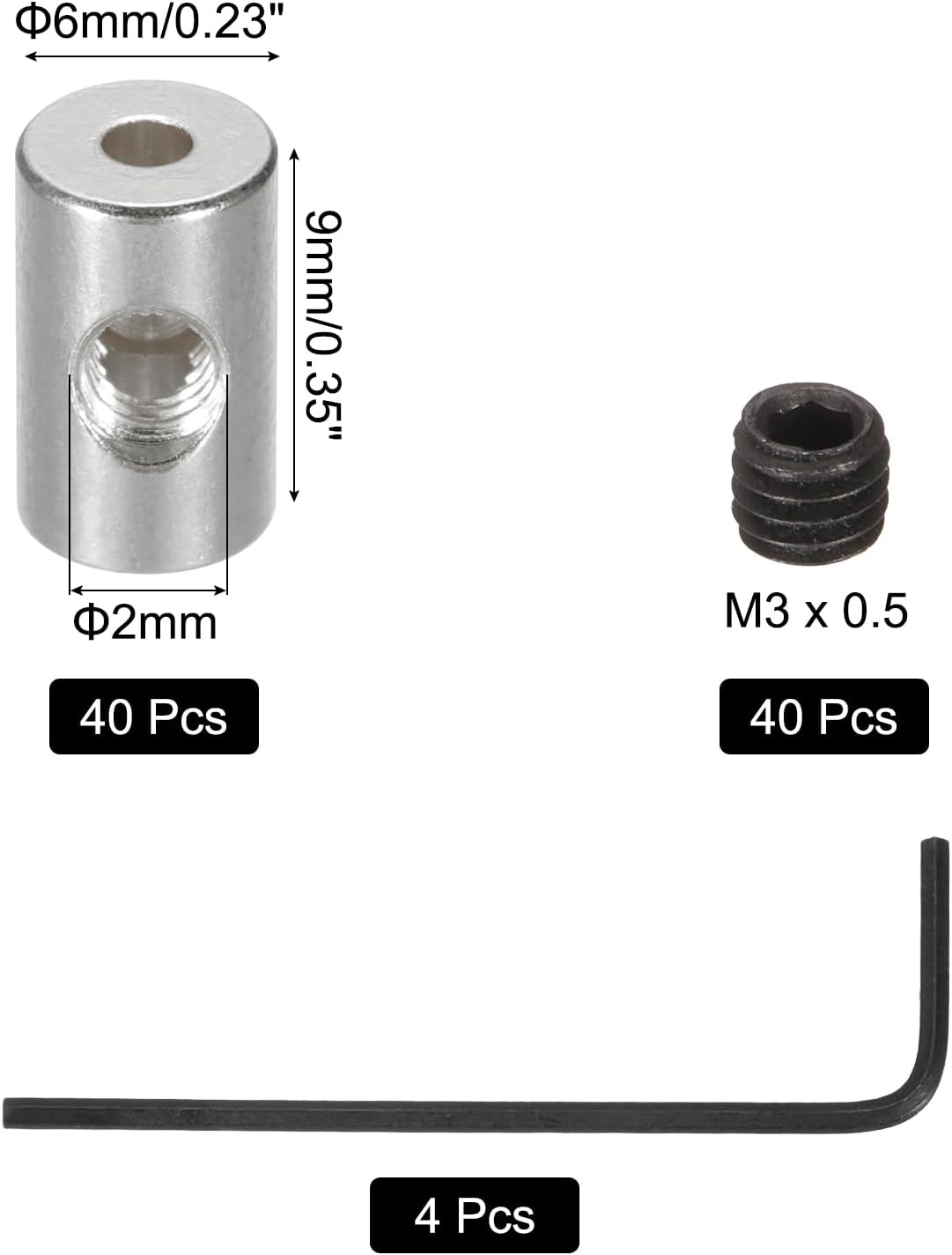 MECCANIXITY 40 Pcs Metal Locking Pin Backs, Locking Pin Keepers Clasp 9mm(H) with 4 Wrench Replacement in Storage Case for Badge, Brooch, Silver Tone