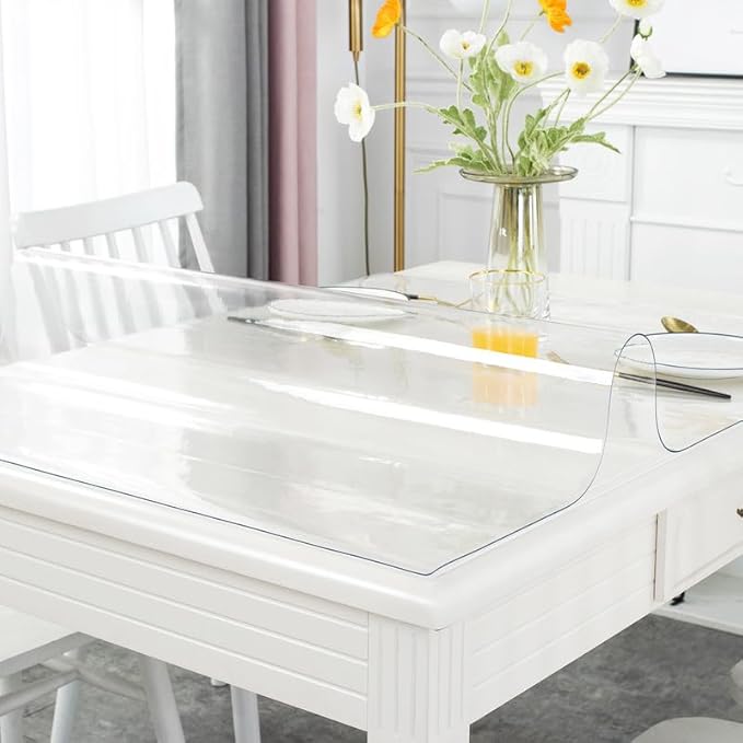 Warmstar Clear Table Cover Protector 16 x 24 Inch,1.5mm Thick Plastic Table Cover Rectangle,PVC Clear Table Protector,Desk Protector Mat for Kitchen, Dresser, Writing Desk，Dining Room Table
