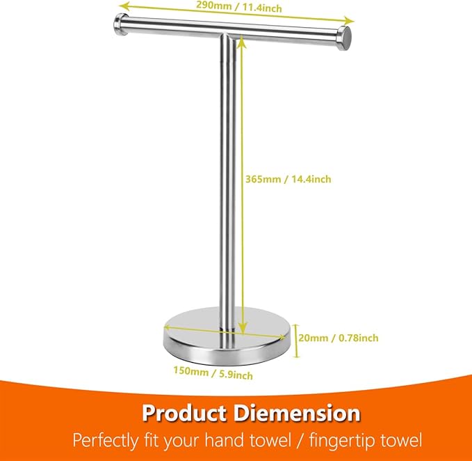 Towel Rack Hand Towel Stand, Bathroom Hand Towel Holder Stand with Heavy Base, SUS304 Stainless Steel Brushed Nickel