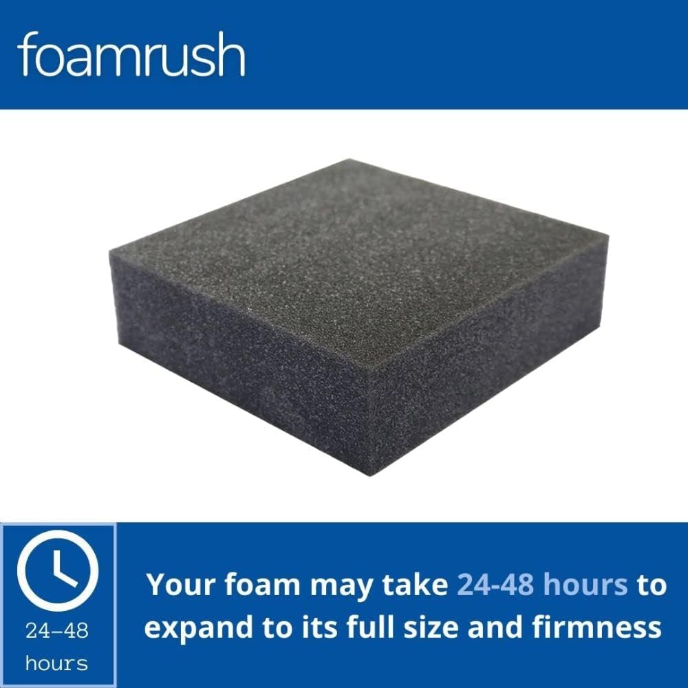 FoamRush 2" x 24" x 24" Charcoal High Density Upholstery Foam Cushion, Upholstery Sheet, Foam Padding, Seat Replacement, Wheelchair Seat & Chair Cushion Replacement, Square, Made in USA