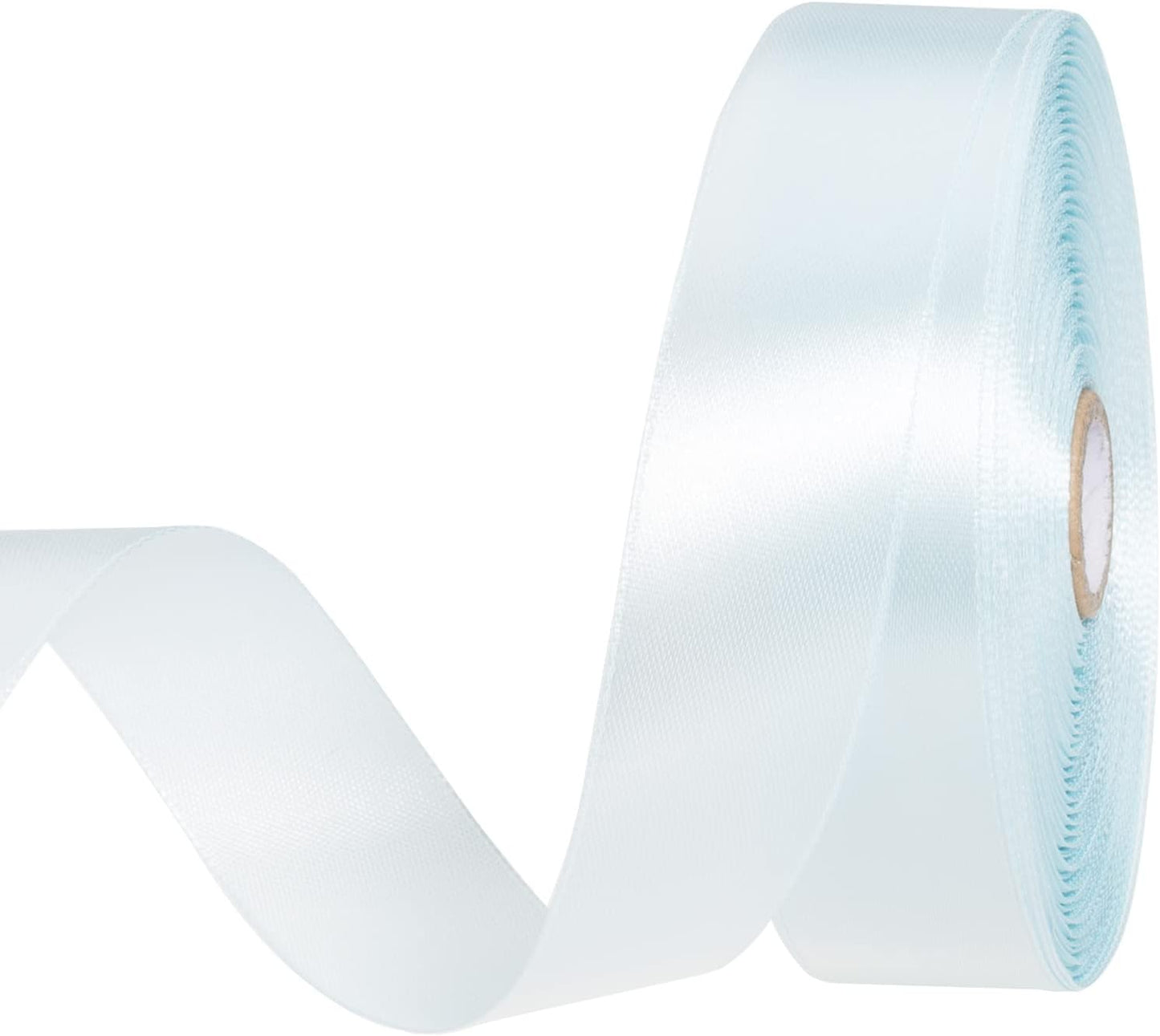 1 Inch Light Blue Solid Satin Ribbon, 50 Yards Craft Fabric Ribbon for Gift Wrapping Floral Bouquets Wedding Party Decoration