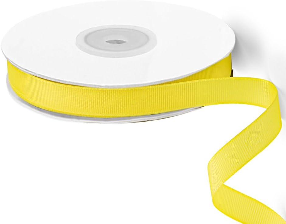 LIUYAXI 5/8" X 50 Yards Solid Yellow Grosgrain Ribbon, Perfect for Crafts, Wedding Decor, DIY Hair Accessories, Sewing, Gift Package Wrapping and More