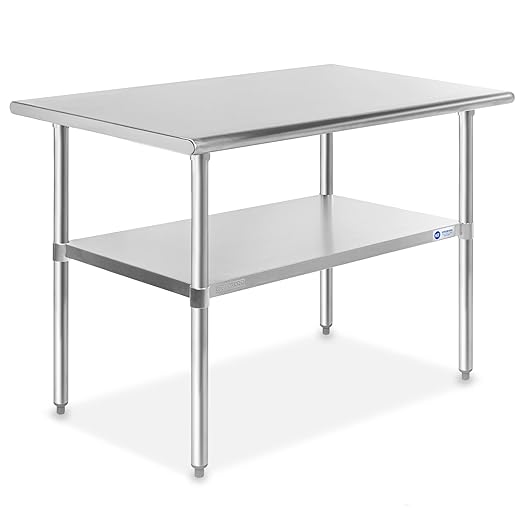GRIDMANN Stainless Steel Work Table 48 x 30 Inches, NSF Commercial Kitchen Prep Table with Under Shelf for Restaurant and Home